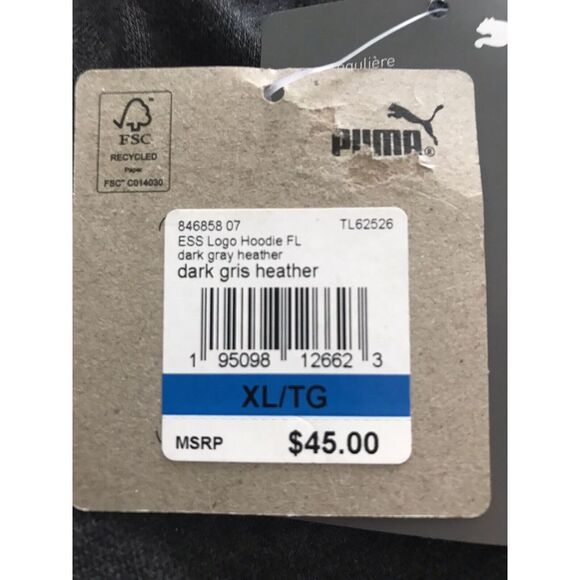 PUMA Women's Essential Logo Fleece Hoodie - Dark Gray Heather, Size XL - Picture 5 of 10